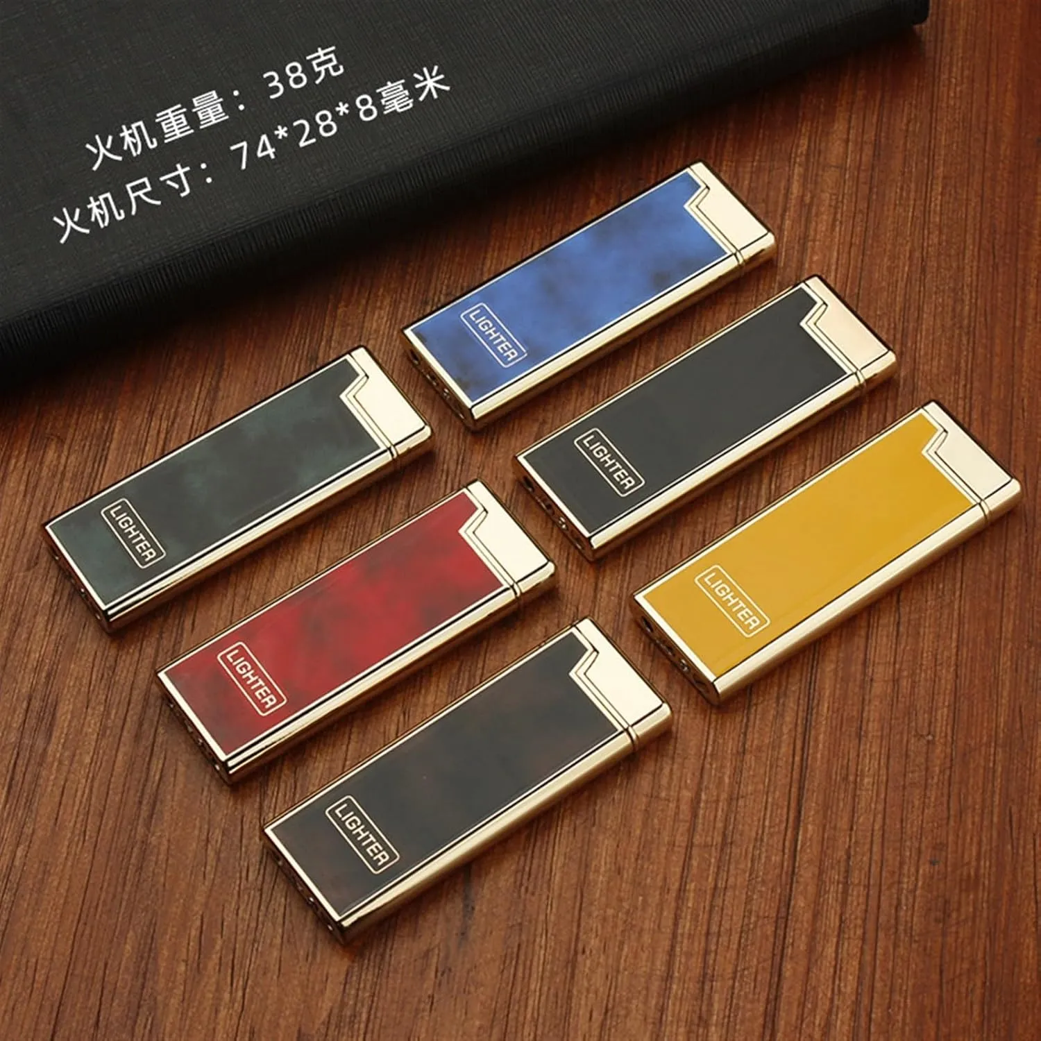 Soft Flame Lighter,Refillable Butane Lighter Wheel Flint Ignition Portable Slim Lighter Adjustable Flame,Birthday Gifts for Men Dad Husband(without Gas)(Brown)