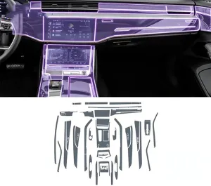 SPANN Car Interior Central Console Gear Panel Navigation Screen TPU Protector Film, Fit For Audi A8 D5 2023 Accessories