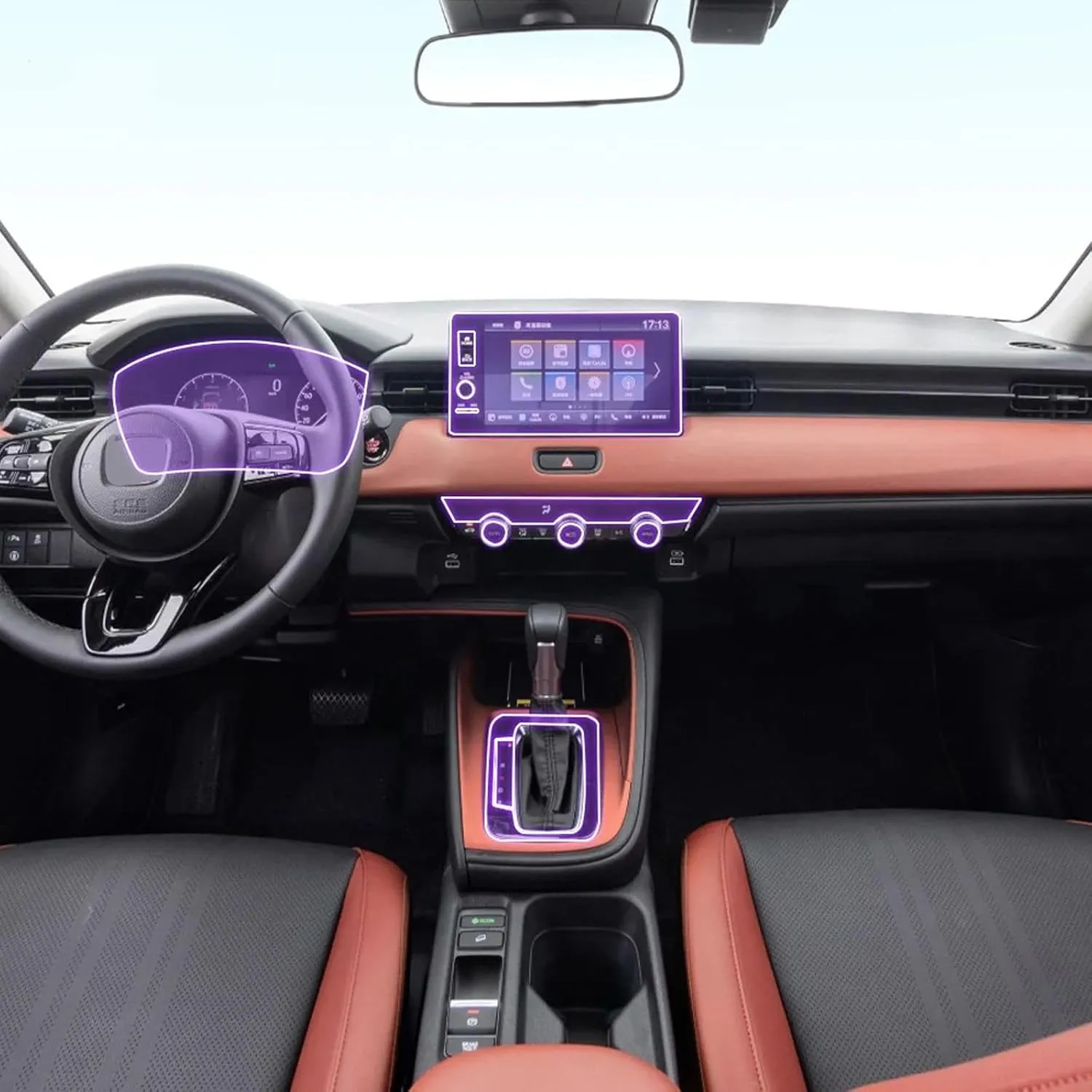 SPANN Car Interior Central Console Gear Panel Navigation Screen TPU Protector Film, Fit For Honda XRV 2019-2024 Accessories