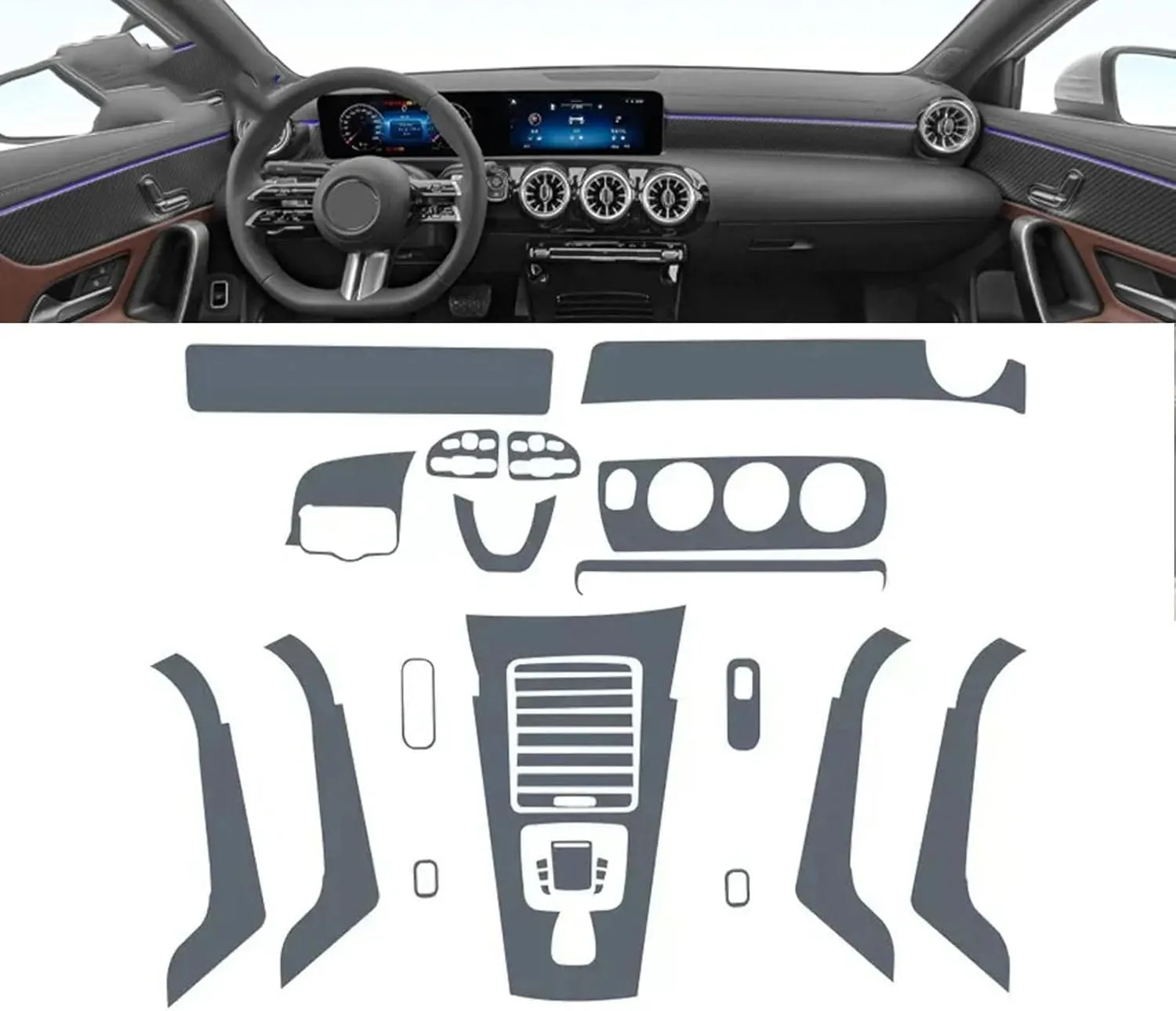 SPANN Car Interior Central Console Gear Panel Navigation Screen TPU Protector Film, Fit For Mercedes Benz A-Class 2019-2023