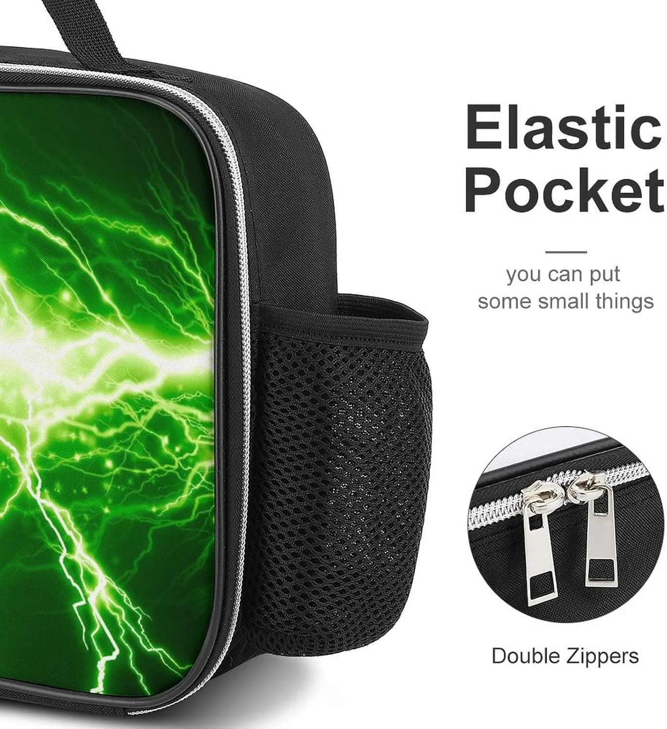 Spark Green Lightning Lunch Box Insulated Lunch Bag for Men & Women Durable Lunchbox for Work with Water Bottle Holder