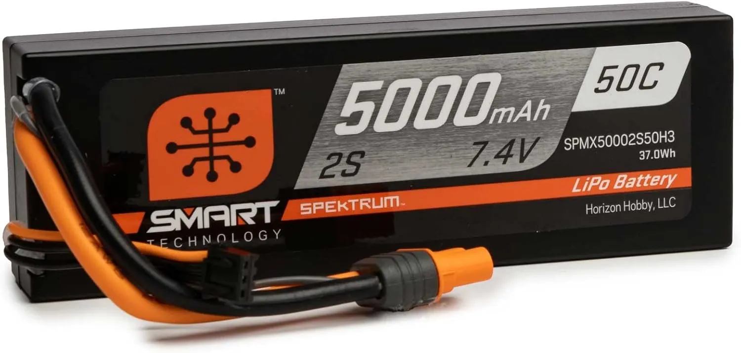 Spektrum 7.4V 5000mAh 2S 50C Smart Hardcase LiPo Battery: IC3, SPMX50002S50H3