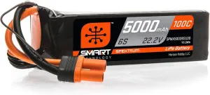 Spektrum Smart RC LiPo Battery Pack: 5000mAh 6S 22.2V 100C, IC5 Connectors (EC5 Compatible), SPMX50006S100, Black