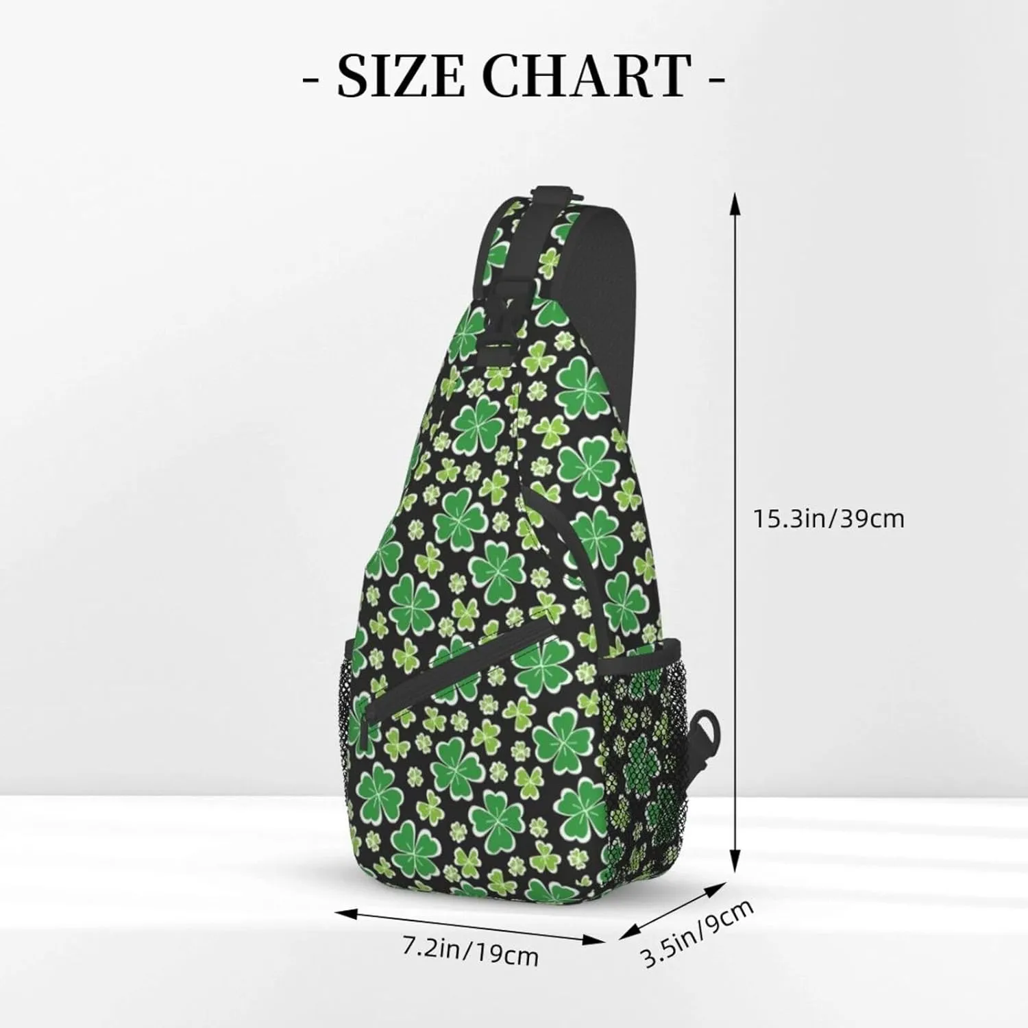 St. Patrick's Day Green Clover Sling Bag,Fashion Crossbody Backpack Shoulder Bag Chest Bag for Men Women