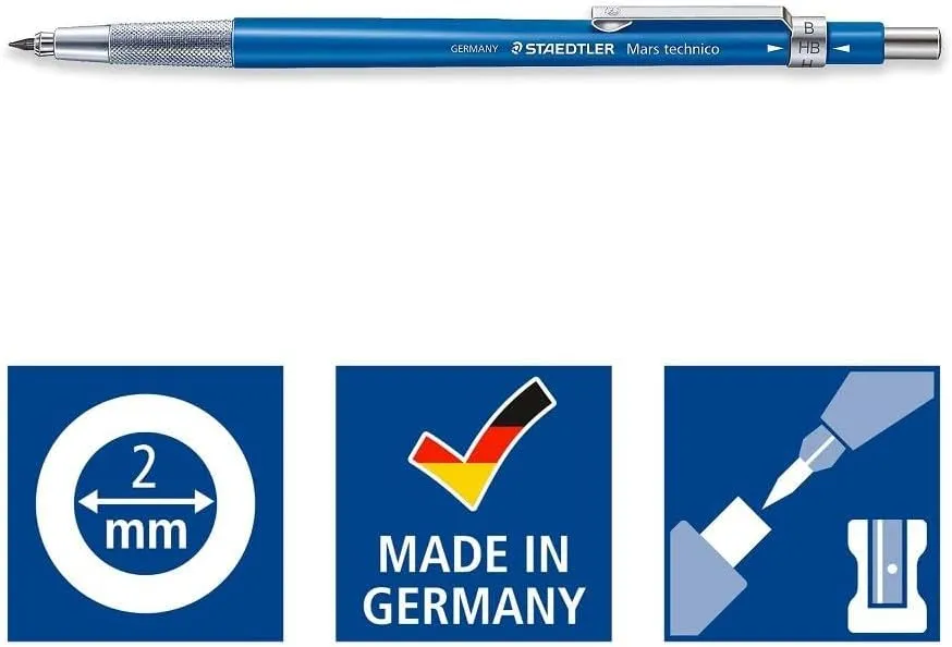 Staedtler Mars Technico 780 C PR5 Leadholder Pencil with Built-in Sharpener, 2 mm, Pack of 5   1