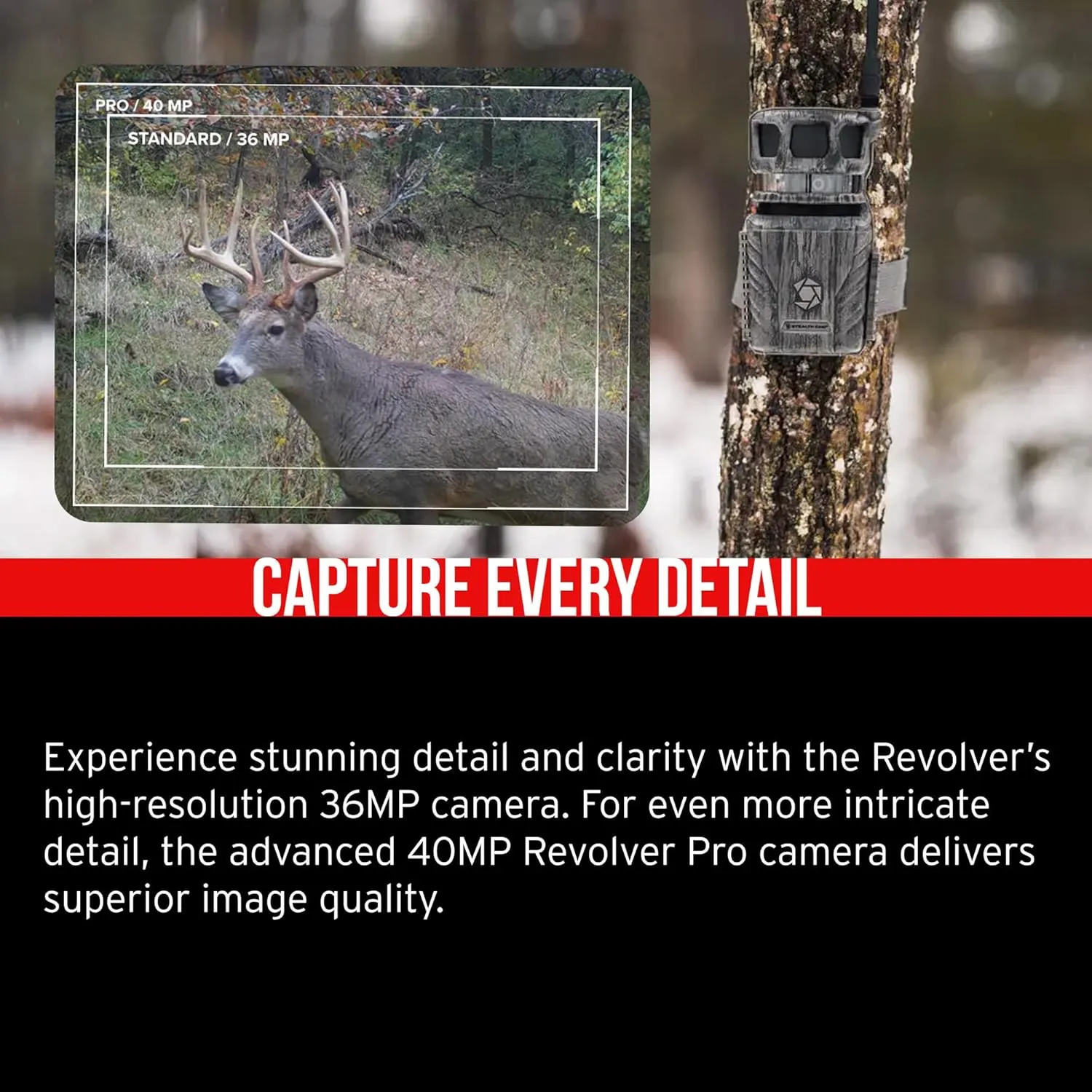 Stealth Cam Revolver 36MP 360-Degree Cellular Trail Camera with 1/4-Inch Threaded Mount Bundle with Trail Camera 12V Solar Auxiliary Power Pack, Camera Holder, Memory Card and Card Reader