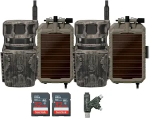 Stealth Cam Revolver 40MP Pro 360 Degree Cellular Trail Camera (2-Pack) Bundle with Sol-Pak Solar Battery (2-Pack), 32GB Ultra SDHC UHS-I Memory Card (2-Pack), and SD USB 2.0 Card Reader (7 Items)