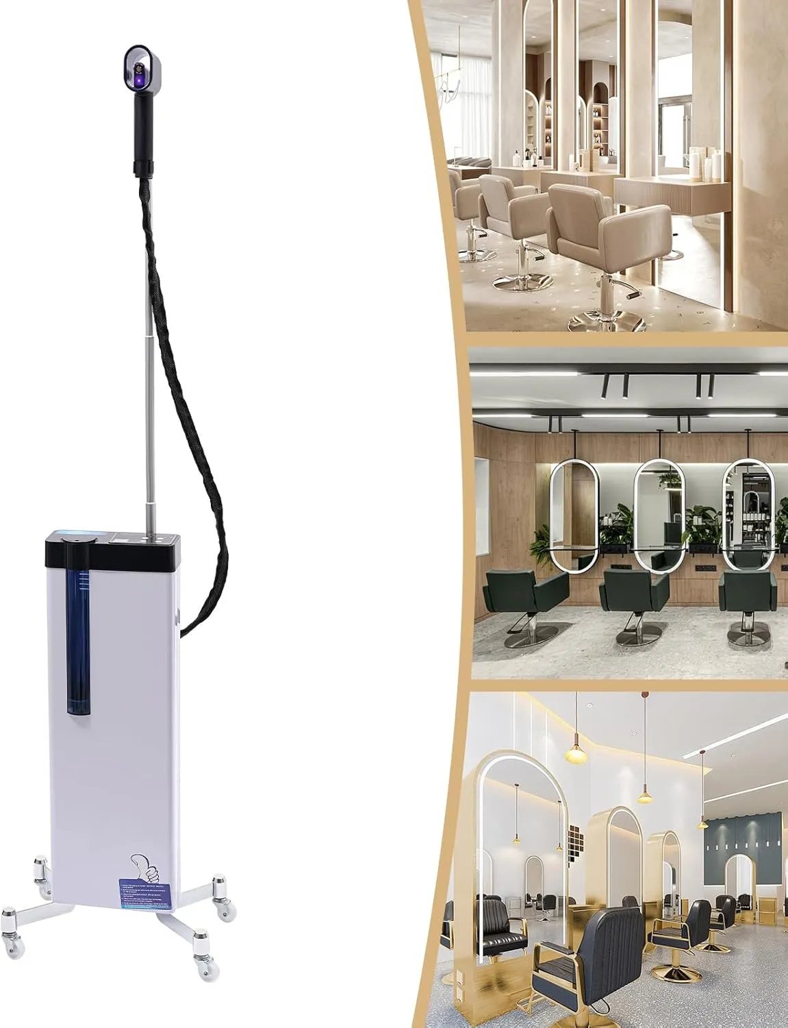 Steamer for Hair Salon, Nano Mist Hair Steamer Multi-Functional Nano ion Hair Color Processor, 1300W Vertical Hair Nano Steamer Machine with Rolling Base for Deep Hair Care Repair, Hair Styling