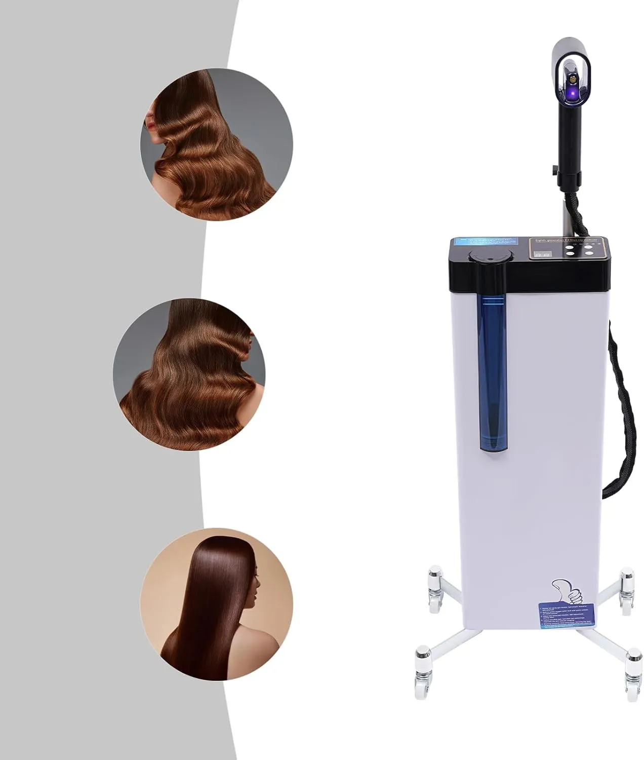 Steamer for Hair Salon, Nano Mist Hair Steamer Multi-Functional Nano ion Hair Color Processor, 1300W Vertical Hair Nano Steamer Machine with Rolling Base for Deep Hair Care Repair, Hair Styling