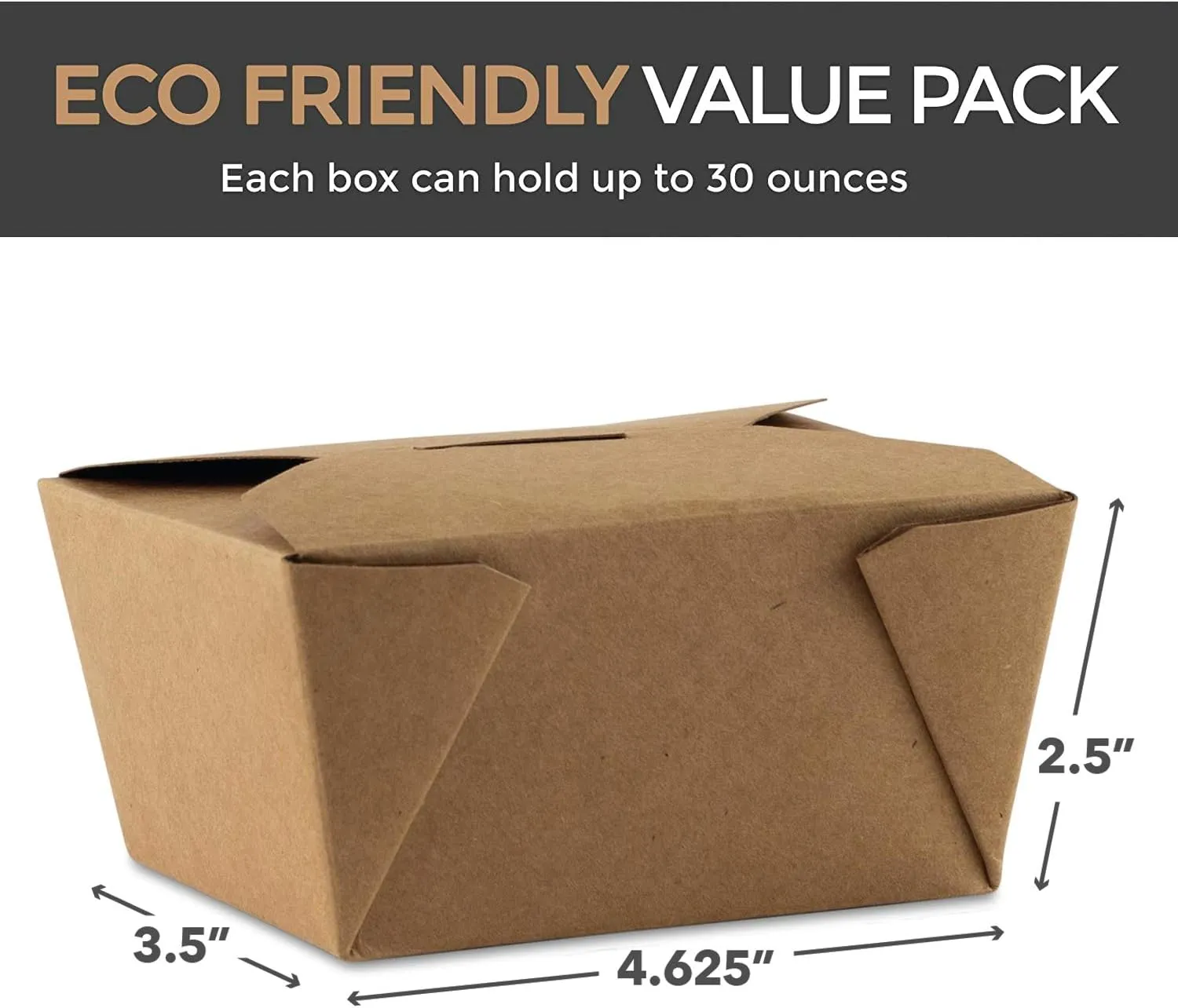 Stock Your Home Take Out Food Containers Microwaveable Kraft Brown Take Out Boxes 30 oz (50 Pack) Leak and Grease Resistant for Restaurant, Catering and Party