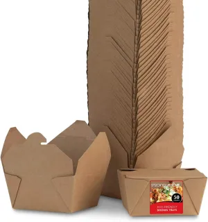 Stock Your Home Take Out Food Containers Microwaveable Kraft Brown Take Out Boxes 30 oz (50 Pack) Leak and Grease Resistant for Restaurant, Catering and Party