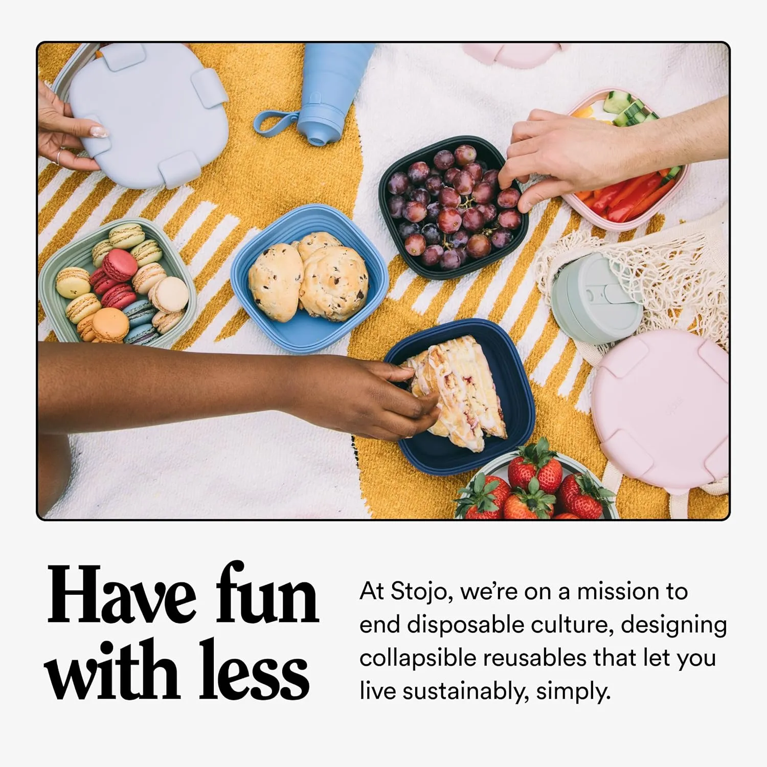 STOJO Collapsible Bowl 5 Set - Cashmere, 36oz - Reusable Silicone Bowl for Hot and Cold Food - Perfect for Travel, Meal Prep, To-Go Lunch, Camping & Hiking - Microwave & Dishwasher Safe