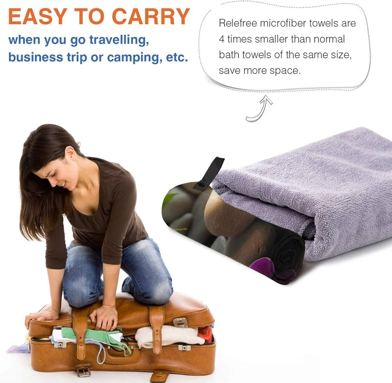 Stones Candles Printed Quick Drying Bath Towel 31.5x63 Inch, Microfiber Bathroom Shower Towels Absorbent Beach Towel with PVC Bag for Travel Yoga Spa Sport