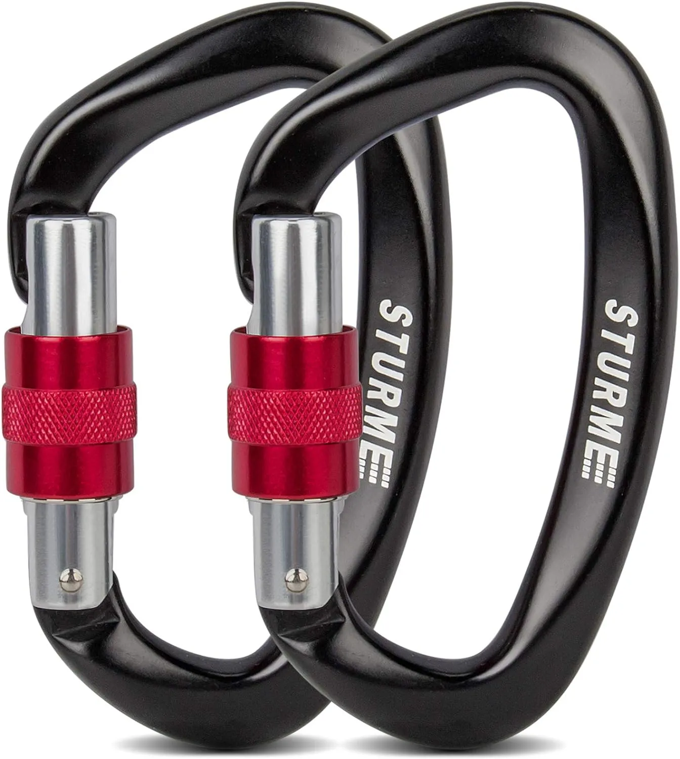 STURME UIAA Certified Climbing Carabiner Clips, 2 Pack 25KN(5623lbs) Screwgate Locking Carabiner Heavy Duty Caribeener Clips, Large Carabiner D Ring for Rock Climbing & Mountaineering