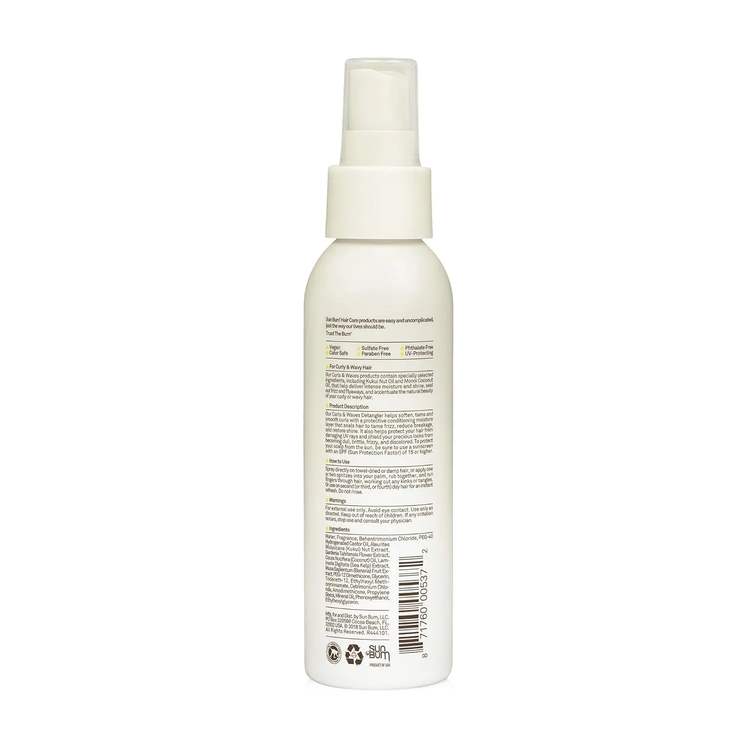 Sun Bum Curls and Waves Detangler - Prevents Dullness and Frizz - Vegan and Cruelty Free - 4 oz