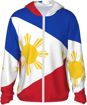 Sun Protection Hoodie Fishing Sun Shirt UPF 50 , Philippine flag Print Women & Men Outdoor Hiking Jacket