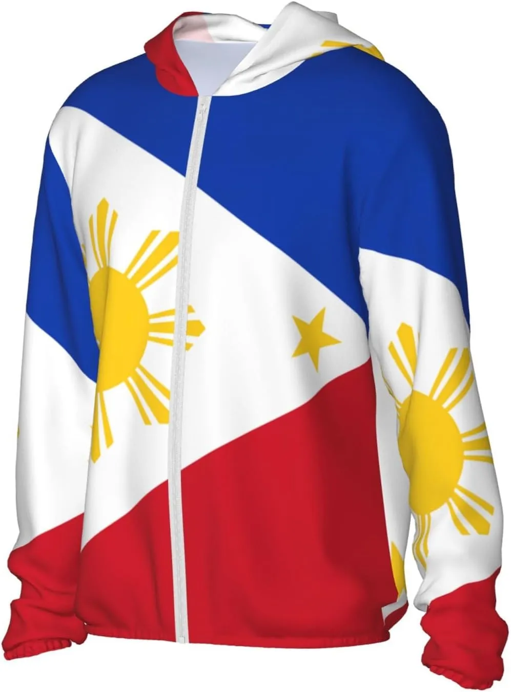 Sun Protection Hoodie Fishing Sun Shirt UPF 50 , Philippine flag Print Women & Men Outdoor Hiking Jacket
