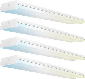 Sunco Garage Lighting, LED Shop Lights for Workshop 4ft, 8 Inch Width Warehouse Industrial Prisma Wraparound, 7200 LM, 60W, Selectable CCT 4000K/5000K/6000K, 120V-277V, Non-Dimmable ETL 4 Pack