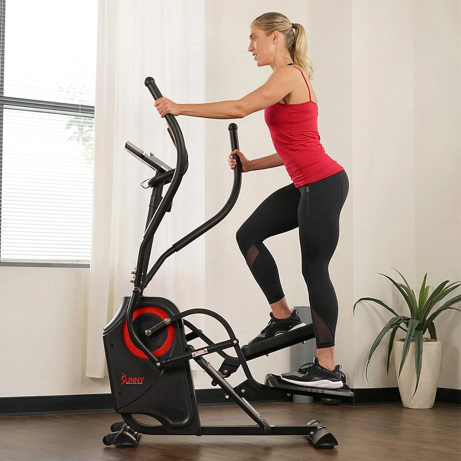 Sunny Health & Fitness Cardio Climber Stepping Elliptical Exercise Machine for Home with 8 Levels of Magnetic Resistance, Performance Monitor, Full Body Workout
