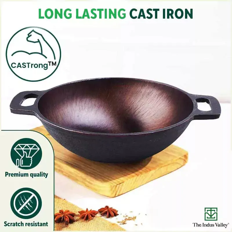 Super Smooth Cast Iron Kadai Tawa  Free ₹400 Tadka Pan, Kitchen set for Home, 100% Pure, Toxin-free, Nonstick