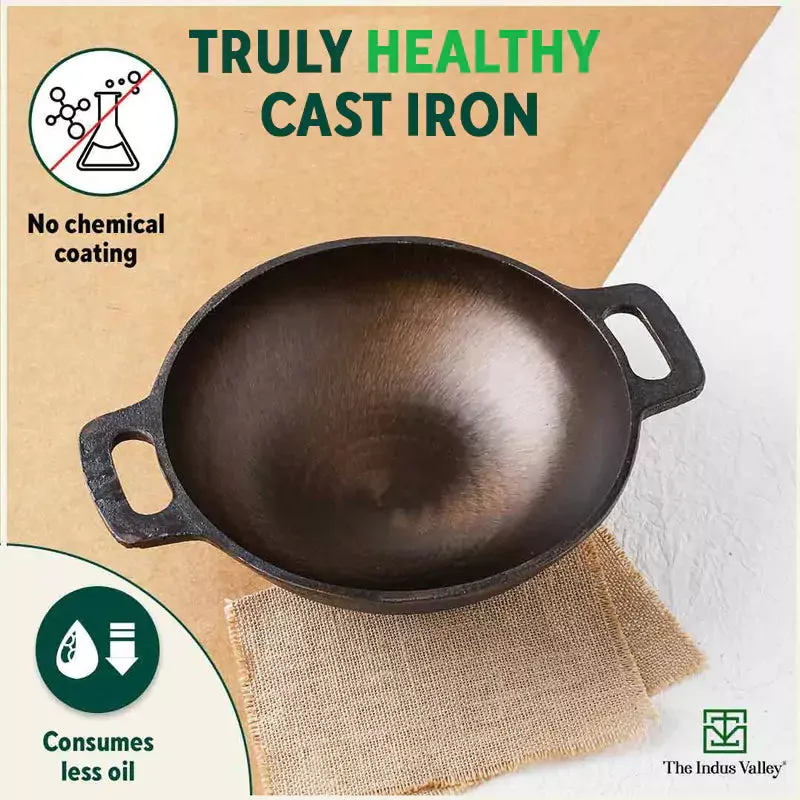 Super Smooth Cast Iron Kadai Tawa  Free ₹400 Tadka Pan, Kitchen set for Home, 100% Pure, Toxin-free, Nonstick