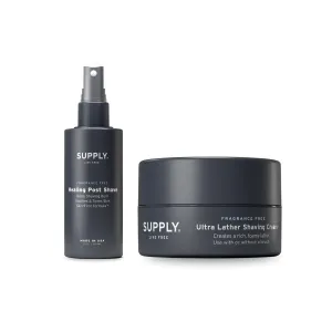 SUPPLY Sensitive Skin Shaving Set – Fragrance-Free Ultra Lather Shaving Cream Fragrance-Free 3.4 oz   Healing Post Shave 2 oz – Alcohol-Free, Hypoallergenic Grooming Essentials for Men