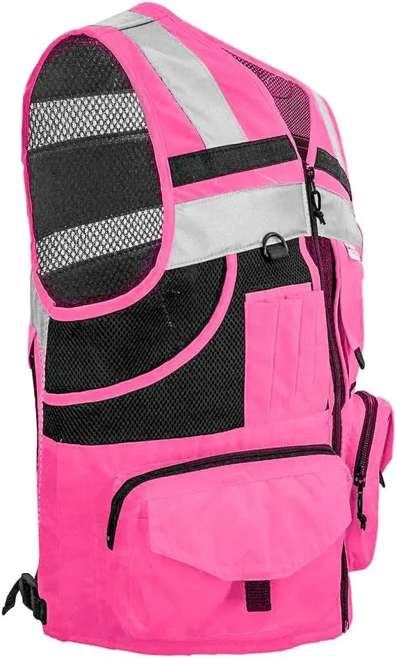 SUXIBIP 10 Pockets Safety Vest for Men and Women, High Visibility vest with 3M Reflective Strips, Oxford Fabric