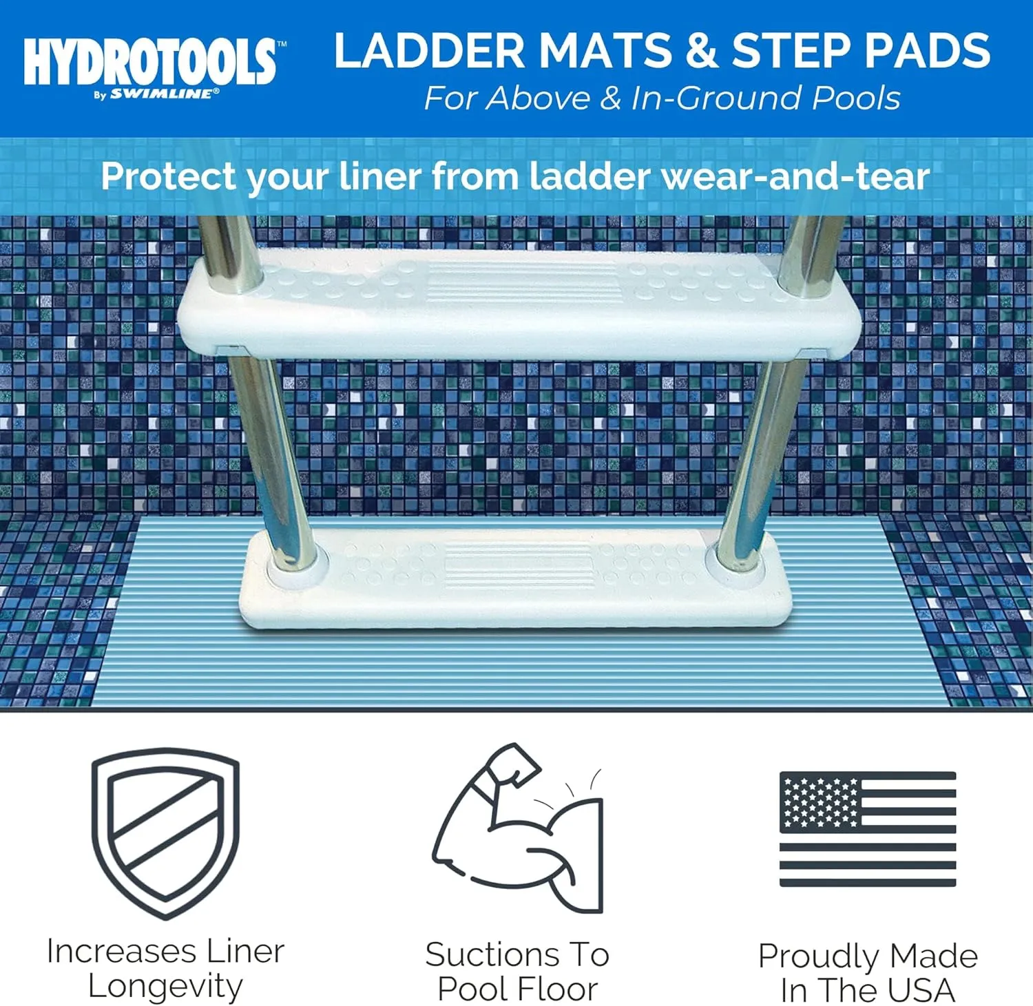 SWIMLINE HYDROTOOLS Protective Mat for Above Ground Pool Ladders/Stairs/Steps, 36" x 36"