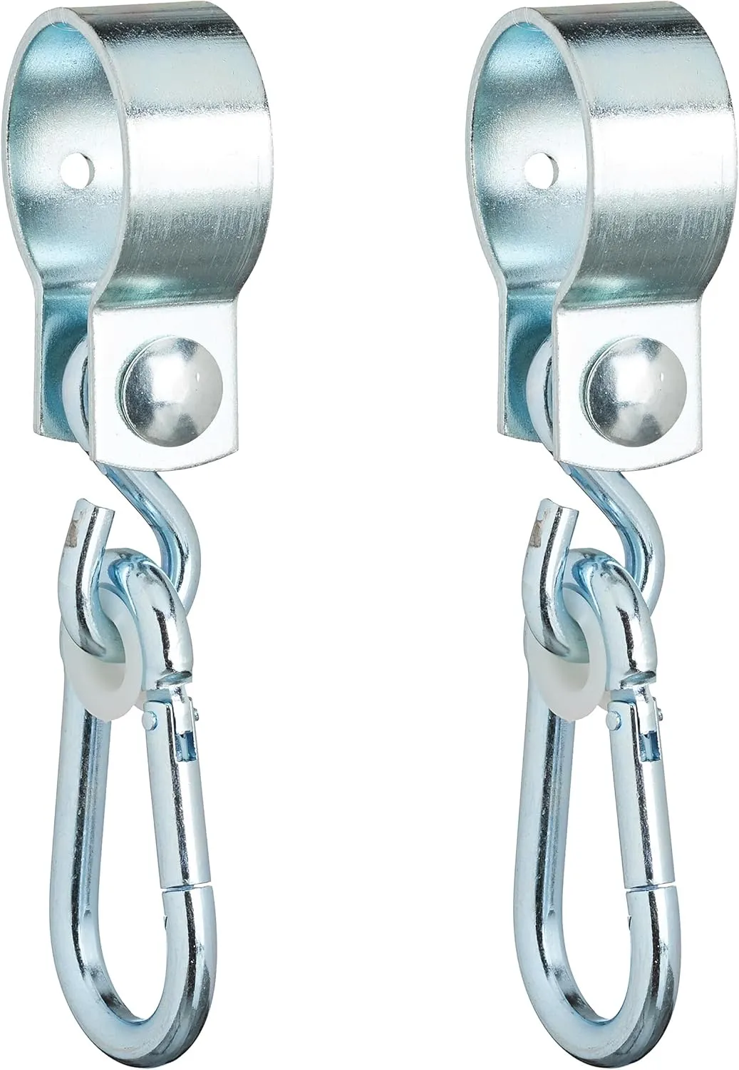Swing Hooks with Carabiners, Set of 2 Cuff Hooks, 50 mm, Swing Attachment, Stainless Iron, Silver