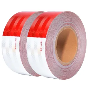 SWRT DOT-C2 Reflective Tape 2 Inch x 200 Feet Red White Reflective Tape Outdoor Waterproof Conspicuity Strong Adhesive Reflector Tape Warning Safety Reflective Tape for Vehicles Trailers Boats Signs