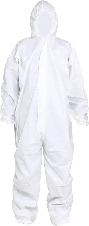 SYINE Pack of 5 Disposable Protective Coverall with Hood, Elastic Cuff for Spray Painting Cleaning Work,Breathable & Durable