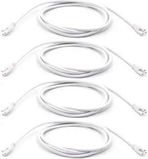 T5 T8 Extension Cords, 7ft 2 Meter Connector Cord, 3-Prong Extended Power Cable for Integrated LED Tube Light, Single LED Shop Garage Light Fixture (Pack of 4)