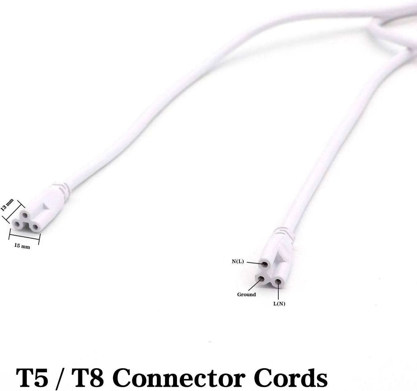 T5 T8 Extension Cords, 7ft 2 Meter Connector Cord, 3-Prong Extended Power Cable for Integrated LED Tube Light, Single LED Shop Garage Light Fixture (Pack of 4)