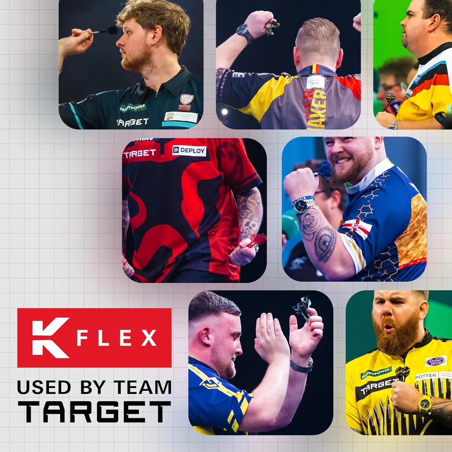 TARGET Darts Luke Littler World Champion K Flex Flights and Shaft System, No.2/No.6 | The Nuke 2025 Edition Kflex, All in One Integrated Flights and Shafts (Pack of 3) – Short/Intermediate/Medium