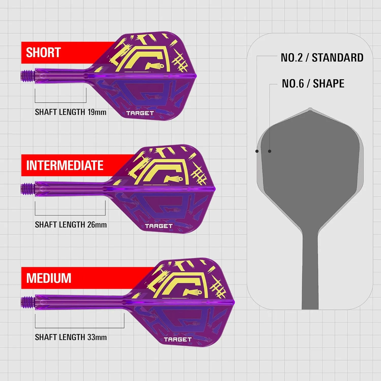 TARGET Darts Luke Littler World Champion K Flex Flights and Shaft System, No.2/No.6 | The Nuke 2025 Edition Kflex, All in One Integrated Flights and Shafts (Pack of 3) – Short/Intermediate/Medium