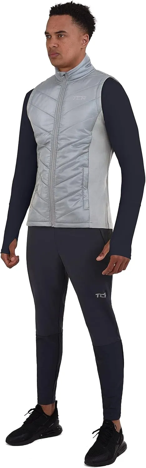 TCA Men's Excel Runner Walking Hiking Lightweight Full Zip Sleveless Puffer Padded Vest with Zipper Pockets