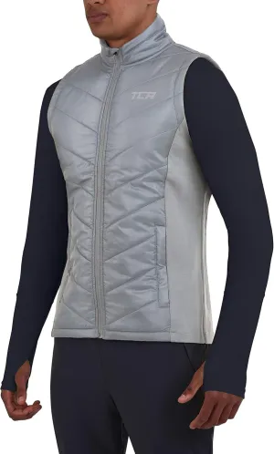 TCA Men's Excel Runner Walking Hiking Lightweight Full Zip Sleveless Puffer Padded Vest with Zipper Pockets
