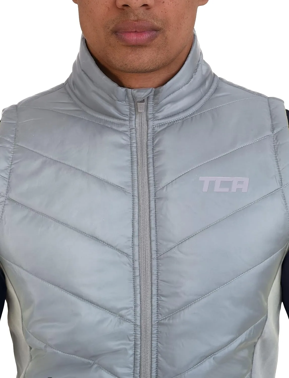 TCA Men's Excel Runner Walking Hiking Lightweight Full Zip Sleveless Puffer Padded Vest with Zipper Pockets