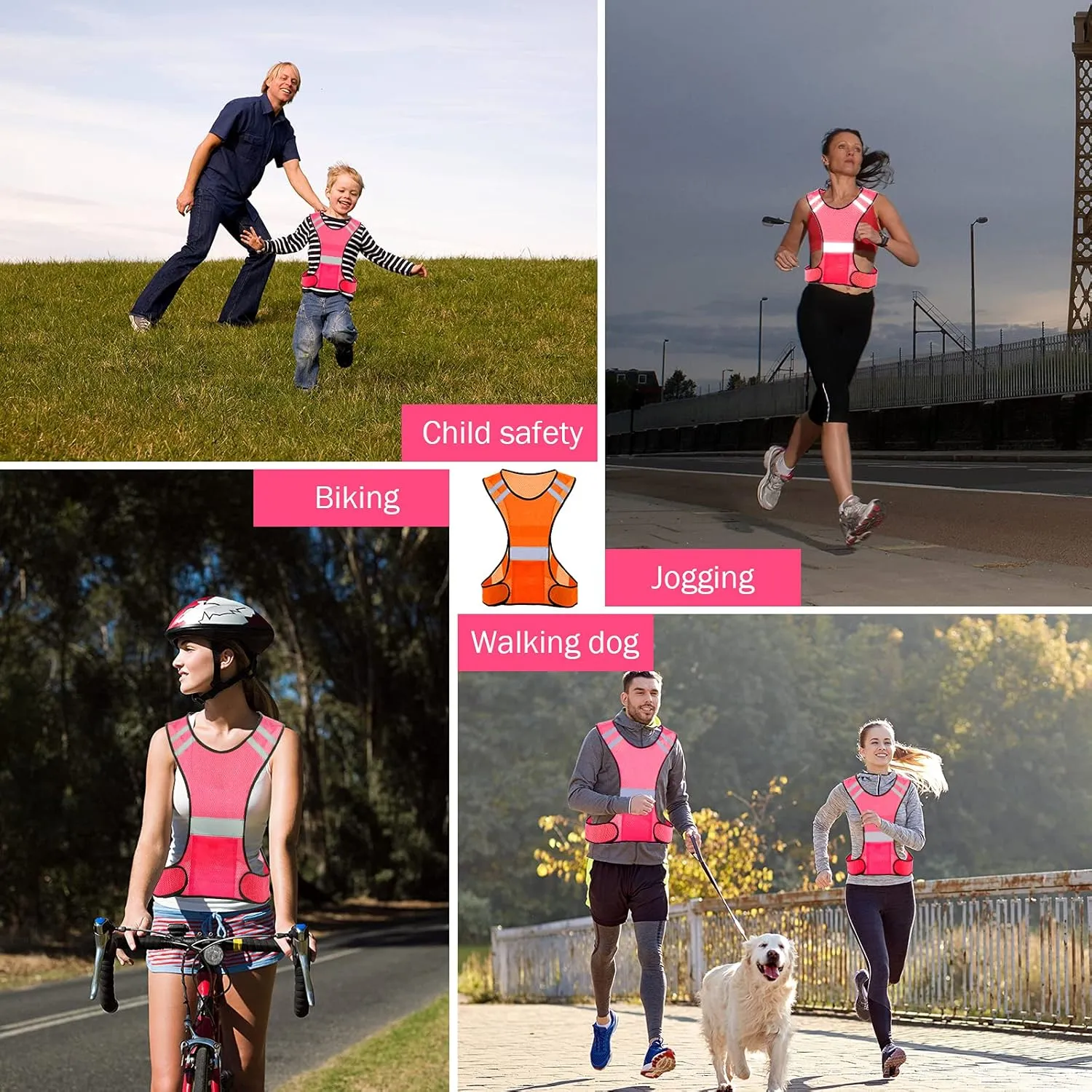 TCCFCCT Reflective Running Vest, High Visibility Running Gear with Large Pocket