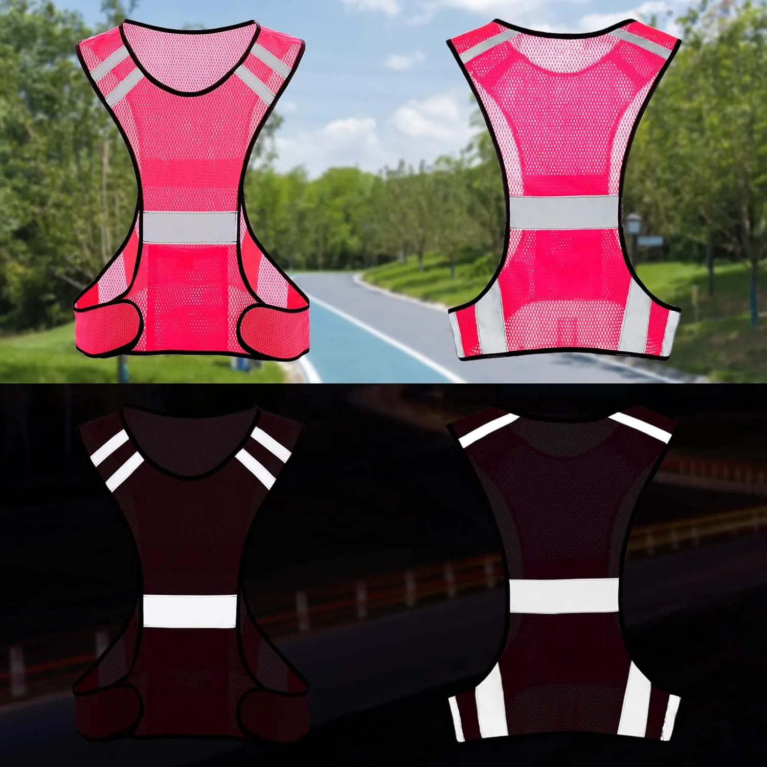 TCCFCCT Reflective Running Vest, High Visibility Running Gear with Large Pocket