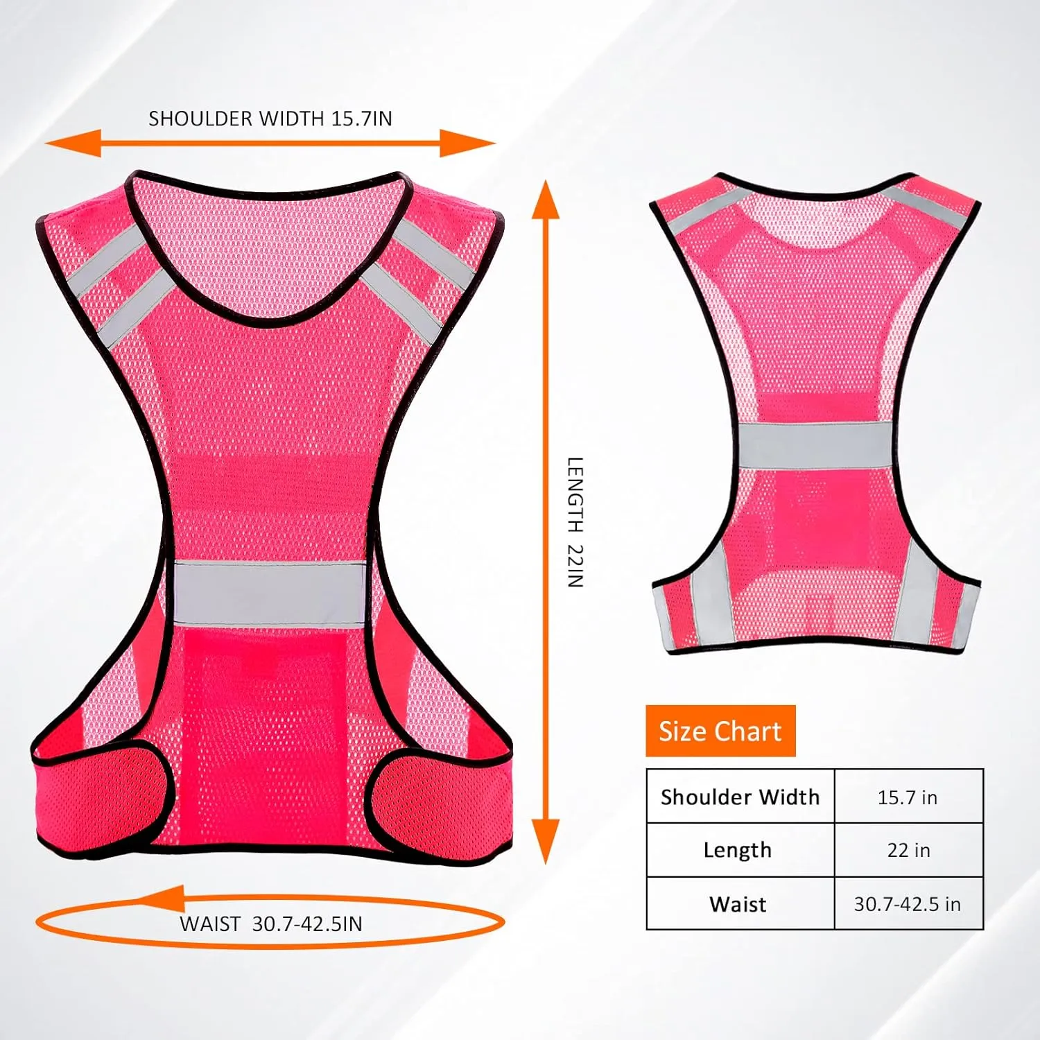 TCCFCCT Reflective Running Vest, High Visibility Running Gear with Large Pocket