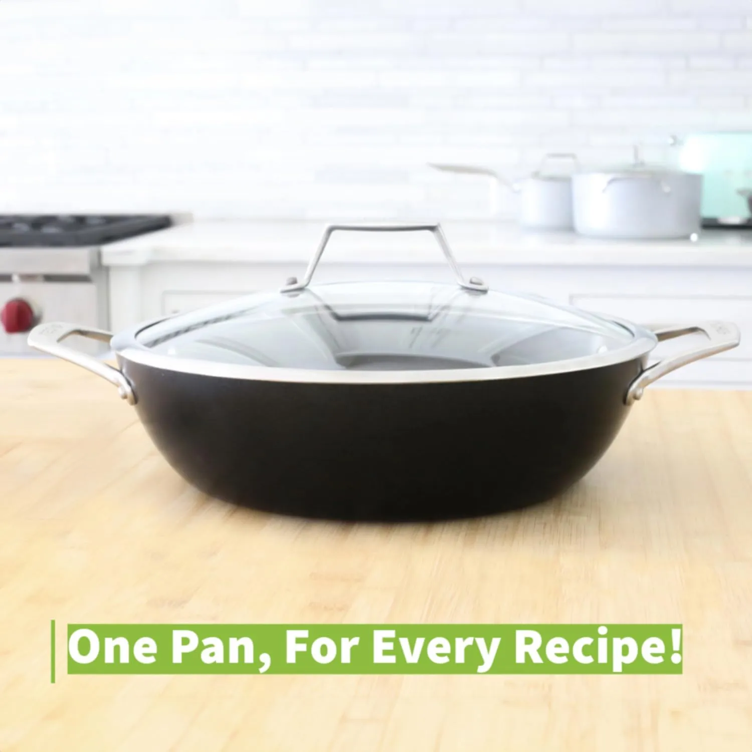 TECHEF - Onyx Collection - Nonstick Everyday Pan With Lid, 5 Qt Deep Frying Pan With Lid, For Sauteing, Frying, And Simmering, Induction Ready, PFOA-Free, Made In Korea