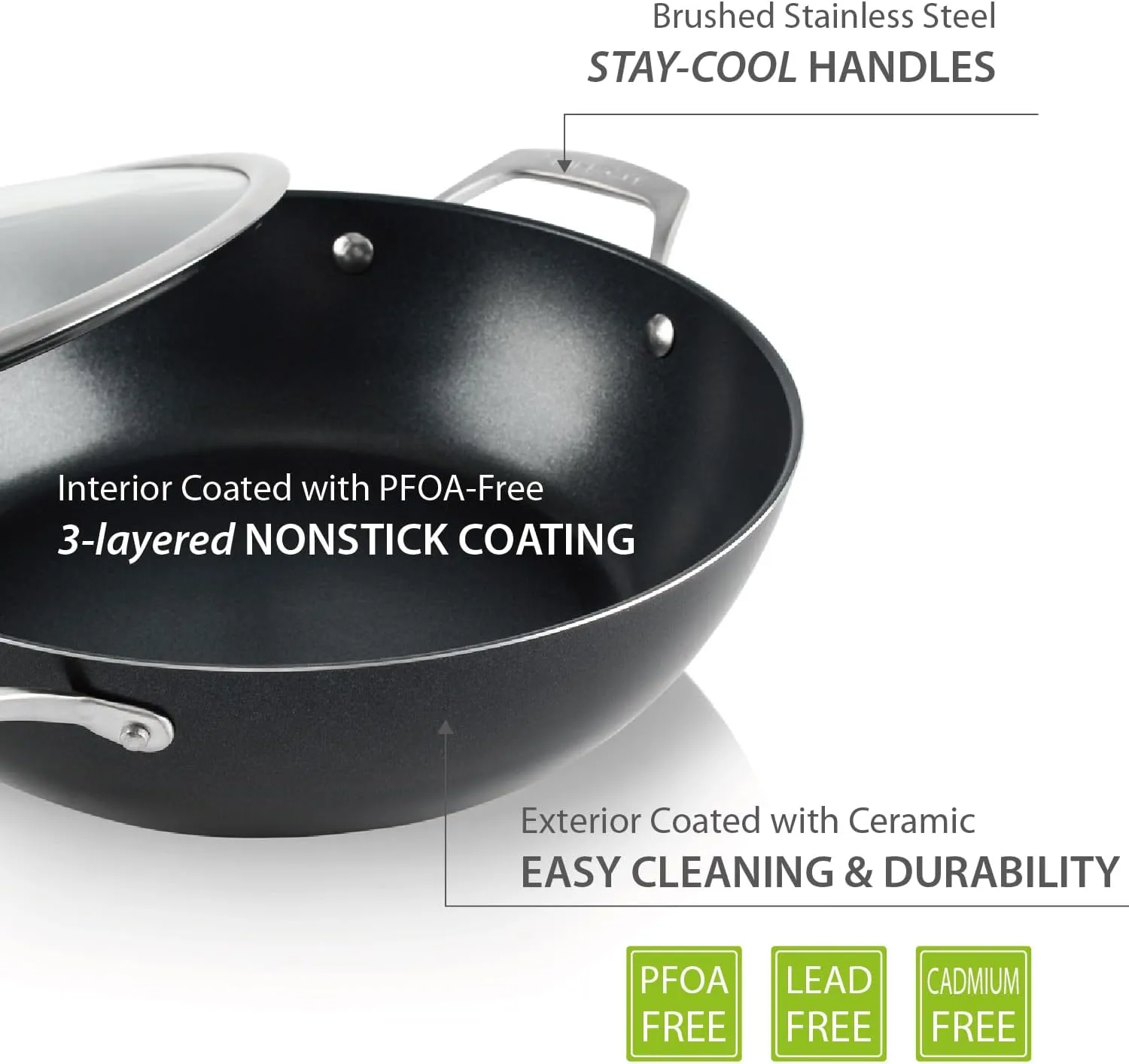 TECHEF - Onyx Collection - Nonstick Everyday Pan With Lid, 5 Qt Deep Frying Pan With Lid, For Sauteing, Frying, And Simmering, Induction Ready, PFOA-Free, Made In Korea