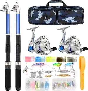 Telescopic Fishing Rod Reel Set, Collapsible Fishing Rod Spinning Reel Bait Fishing Tackle Bag All-in-One Fishing Tackle Fishing Rod Set