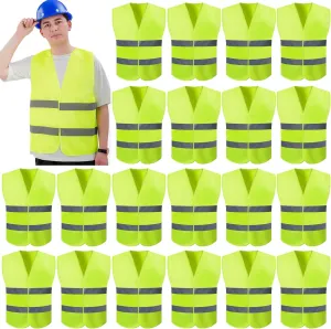 Tergy 20 Packs Yellow Reflective Safety Vests High Visibility Safety Vest with Reflective Strips for Men Women Traffic Work,Emergency,Construction