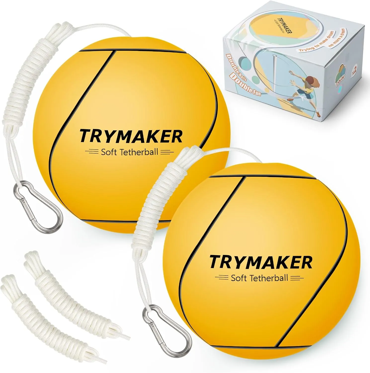 Tetherball, 2 Set in 1 Tether Balls and Rope Set,Replacement Tetherball for Adults Backyard Outdoors