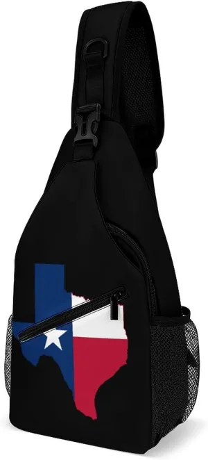 Texas Flag Map Sling Bag for Men Women Durable Crossbody Backpack Chest Bag Daypack for Travel Hiking