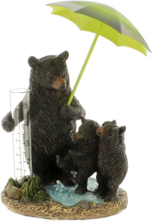 The Bridge Collection Mother Bear and Cubs Rain Gauge Statue - Adorable Bear Family Statue for Outdoor Garden Decor - Mama Bear and Two Cubs Whimsical Outdoor Decor