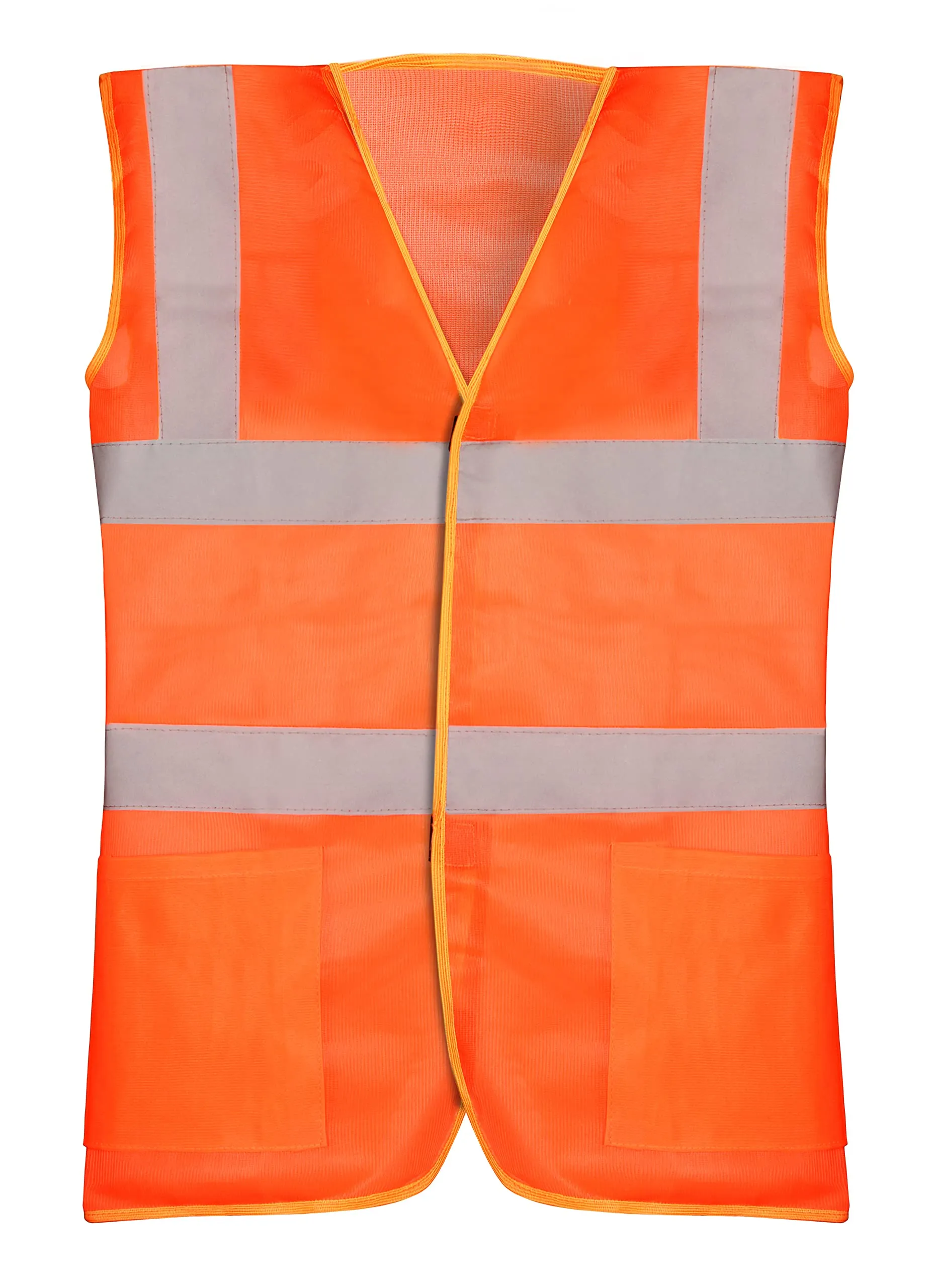 THE CLOWNFISH Hi-Vis Reflective Safety Vest Unisex Polyester Workwear Jacket Safety Coat with Reflective Tape for Traffic Sports Construction Site (XL, Orange)