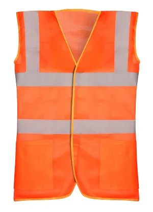 THE CLOWNFISH Hi-Vis Reflective Safety Vest Unisex Polyester Workwear Jacket Safety Coat with Reflective Tape for Traffic Sports Construction Site (XL, Orange)